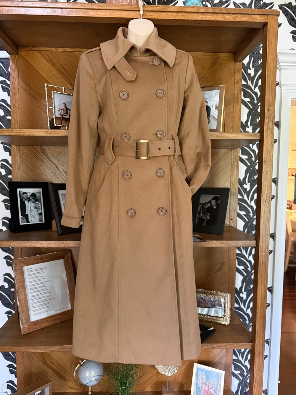 Patrizia Luca Milano Camel Belted Trench Coat Size Small